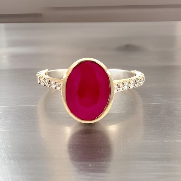 Natural Ruby Diamond Ring 6.75 14k Y Gold 4.38 TCW Certified $4,950 310583 - Picture 5 of 16